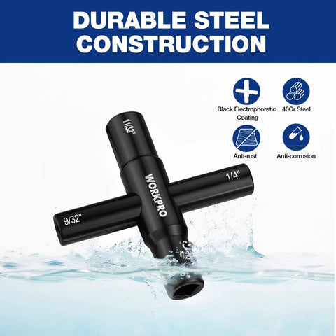 Heavy Duty 4 Way Water Key Set For Faucets And Meters From WORKPRO A Real Workhorse For Spigot And Cabinet Use 40Cr Sillcock Keys