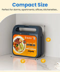 Royalcraft 3-In-1 Electric Sandwich Maker Waffle Grill And Panini Press With Non-Stick Removable Plates 1000W Power blue compact size displayed against a wall.