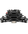 Aluminum Steering Bellcrank Assembly And Drag Link Set For Traxxas 1/16 Mini Maxx RC Car Upgrade Black CNC Machined Aluminum Alloy To Beef Up Steering Precision, Durability, And Smooth Handling. Front view of black CNC aluminum steering bellcrank and drag link set for 1/16 Mini Maxx RC car