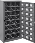 Secure 24 Door Clear View Cell Phone Charging Locker With Usb C Micro Lightning Ports For Offices Classrooms showing opened locker.