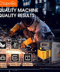 160A MMA Beast Arc Welder With IGBT Inverter And Digital LCD Display in industrial setting, welder using machine.