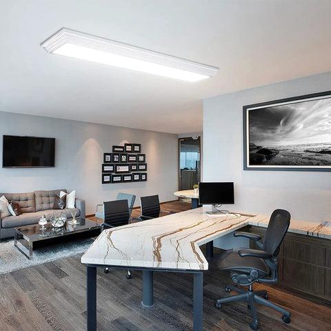 2ft Dimmable LED Wraparound Light With 3 Color Temperature 3000K 4000K 5000K 50W 5500LM Kitchen Flush Mount Linear Ceiling Fixture installed in office