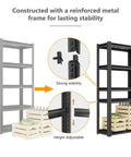 Beefy Heavy Duty Five Tier Steel Storage Shelving Unit With 600 Lb Per Shelf Capacity, Built For Garage And Warehouse Use, 72 Inch High, 35 Inch Wide, 16 Inch Deep, Industrial Metal Shelves Built To Last, adjustable steel frame