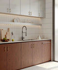 Elegant kitchen with 25 Pack Champagne Bronze Cabinet Pulls 3 Inch Drawer Handles, highlighting brushed stainless steel finish.