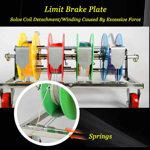 Heavy Duty Wire Spool Rack With Rolling Casters, Pro Grade Cable Organizer And Dispenser, Six Rods For Electrical Use