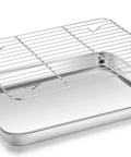 Stainless Steel Quarter Sheet Pan With Rack 9x13 Inch, Wire Cooling Rack for Toaster Ovens, Rust Resistant, Oven Safe