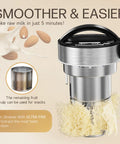 Built-In Filter 304 Stainless Steel Almond Milk Maker With 50oz Capacity showing strainer and almond milk flow