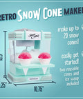Retro Tabletop Snow Cone Machine With Two Reusable Cups And Sturdy Scoop Good Old Fashioned Fun, displaying pink snow cones.