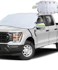 Magnetic Windshield Snow And Ice Cover With Side Mirror Hooks, Foldable Sun Shade For Large SUVs Trucks And MPVs, Silver 65x49 inches