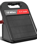 Rechargeable Fence Charger With 0.11J 10 Miles 8100V Max Output Beef Up Your Livestock Yards And Gardens With 24 Hour Uninterrupted Protection From Predators And A Solar Panel In Black