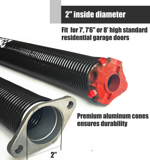 Heavy Duty Pair Garage Door Torsion Spring Set 0.243 Inch Wire, 2 Inch ID, 30 Inch Length, Electrophoresis Coated Replacement Kit