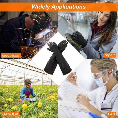 Heavy Duty PU Apron And Latex Gloves Set For Kitchen And Lab Use in various work settings: welding, repair, gardening, lab work.