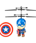 Captain America Big Head Helicopter Toy With Motion Sensors For Kids 6 And Up Official Marvel Licensed Flying Toy Featuring Bold Red White Blue Hero Styling Easy To Fly Indoor Outdoor Safe Fun - Figure with Helicopter Wings and Shield Design