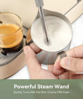 Top Shelf 20 Bar Espresso Machine With Built In Conical Burr Anti Static Grinder For Rich Crema And Powerful Milk Frothing System, steam wand frothing milk.