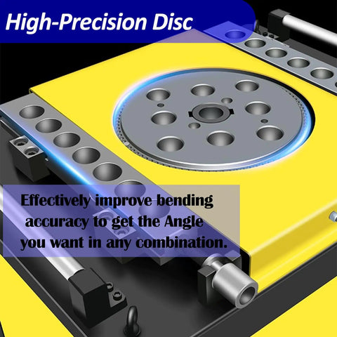 Rock Solid Electric Rebar Bender And Steel Bar Bending Machine High-precision disc with adjustability for precise bending angles.