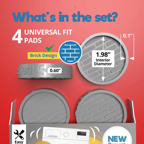 4 Pack Washing Machine Anti Vibration Pads Rubber Isolation Mats For Quiet Stable Laundry Room Use With Low Profile Design No Fuss Easy Install And Strong Grip To Stop Vibration And Noise