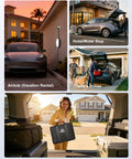Straight Up Level 1 And Level 2 EV Charger Drops A Heavy Duty 25 Foot Cable Across Your Driveway, showcasing charging at Airbnb.
