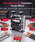 Heavy Duty Manual Wire Stripper Tool For Scrap Copper Recovery, multi hole wire peeler stripping various wire types; on a table