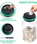 Digital Counting Piggy Bank With LCD Display For Adults 1.8L Transparent Coin Jar tracks coins in use