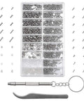 1000-Piece Stainless Steel Micro Screw Kit for Glasses and Sunglasses Repair, Includes Tiny Screws, Nuts, Washers, and Tools