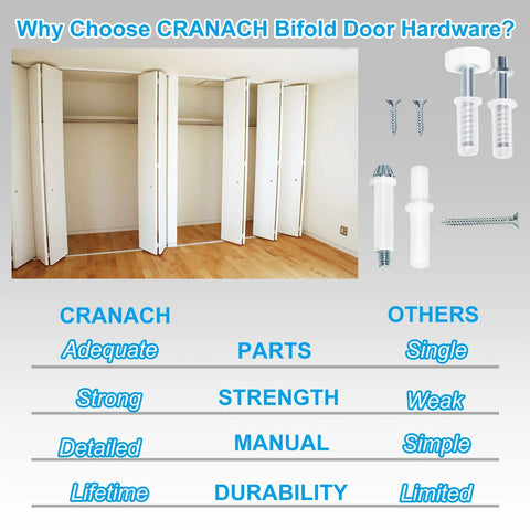 Must Have Bifold Door Repair Kit For Seven Eighths To One Inch Sliding Tracks Two Pack with top bottom brackets and pivots