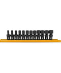12 Piece 1 Quarter Inch Drive 6 Point Universal Impact Socket Set Metric Beefy Chrome Molybdenum Steel Surface Drive Tech on yellow rail