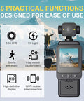 Body Mounted Action Camera For Vlogging With WiFi Night Vision And Stabilization 2.5K Video Rotating 360 Degree Lens shown