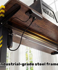 Smooth Electric Sit Stand Desk Offers Effortless Motorized Height Adjustment For Ultimate Ergonomic Home Office Setup With Roomy 46 Inch Surface For Monitors And Laptops showing industrial-grade steel frame and motor details.