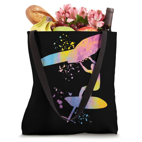 Colorsplash Watercolor Wing Foil Tote Bag For Wingboarding Crew And Coaches filled with groceries