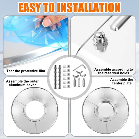 Easy installation steps for 2 Pack Aluminum Patio Heater Reflector Shields With Zippered Storage Bag Dome Heat Reflector 89 x 33 x 19 Inches Replacement Parts For Outdoor Propane Heaters Easy Install And Durable Design