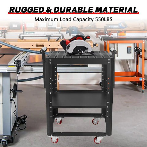 Heavy Duty Steel Power Tool Stand With Smooth Rolling Wheels And Height Adjustable Setup Handles Up To Five Hundred Fifty Pounds for saws.