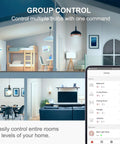 No Hub Smart Light Bulb For Google Home Control, app interface for controlling home lights, showing group control features