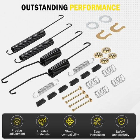 Chevy Silverado 1500 Rear Drum Brake Shoe Hardware Kit Fits 2008 To 2013 Models And GMC Sierra 1500 2008 To 2015 With 18K2089 H7365 1406 291243 Replacement Parts For Your Ride showing springs, pins, and washers