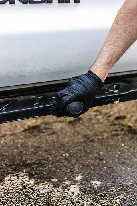 Screwball Detail Brush With Easy Hold Non Slip Rubber Grip For Safe Paint And Interior Cleaning Perfect For Grilles Emblems Trim And Tight Crevices Ultra Soft Bristles Includes Storage Stand Red used on vehicle trim