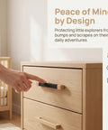 Hand touching drawer with Six Piece Silicone L Shaped Corner Protectors For Cabinet And Wardrobe Handles With Strong Adhesive And Bumper Protection In Coffee Color Easy Install Safety Guard For Drawers Closets And Furniture.