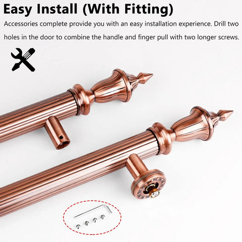 Vintage Steel Push Pull Bar Handle Set For Double Sided Doors H Shape Door Pulls with installation fittings