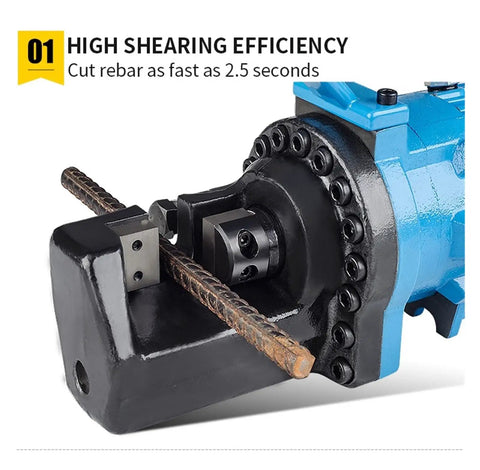 Powerful Electric Hydraulic Rebar Cutter Shears For Steel Bar Cutting 4 To 16mm Fast 2.5 Sec Cut Time close-up of cutting mechanism.