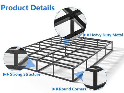 Rock Solid King Size Box Spring, Nine Inch Heavy Duty Steel Mattress Foundation With Tight Fabric Wrap, showing strong structure and round corners.