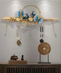 Heavy Duty Wall Mount Coat Hooks For Entryway And Closet, decorative gold rack featuring peacocks and flowers with jewelry organization.