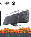 Diagram of Imitation Stone Look Garden Edge Kit, 16 Ft Landscape Border, showing measurements and design details.