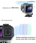 GoPro Hero Waterproof Housing With Floating Hand Grip For Depth Up To 196ft with transparent glass and watertight design