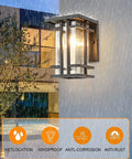 Retro Outdoor Wall Light With Clear Seeded Glass Shade In Black Finish, IP65 Waterproof Exterior Wall Lantern, wall-mounted
