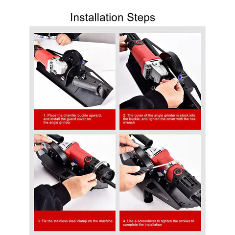 Installation steps for Portable Electric Tile Chamfering Machine For 45 Degree Bevel Trimming on Ceramic Metal and Stone.