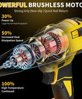 Heavy Duty Brushless Cordless Pop Rivet Gun Pumped With Killer Two Thousand One Hundred Pound Pulling Force For Quick Auto Repair Fixes And Weekend Diy Builds Arriving Fully Loaded And Ready To Crush showing powerful brushless motor with cooling fan and strong grip.