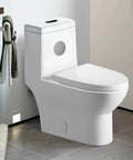 Modern white toilet in bathroom setting with wall-mounted towel rack