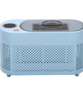 Portable Mini Ice Maker Countertop Chill Factory in blue color, compact design with clear lid for quick ice production.