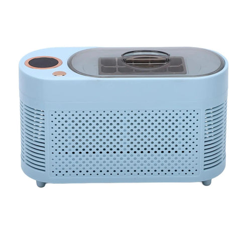 Portable Mini Ice Maker Countertop Chill Factory in blue color, compact design with clear lid for quick ice production.