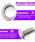 Eight Piece M14 Male Thread Eye Bolt Kit Stainless Steel 304 For Lifting And Rigging Includes Two Eye Bolts Two Lock Nuts Two Lock Washers And Two Flat Washers Perfect For Hoisting Boats Marine And Industrial Use, close-up smooth surface and deep thread