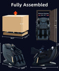 Dimensions of 57-Inch SL-Track 4D Massage Chair With Full Body Zero Gravity Recliner in assembly and doorway view