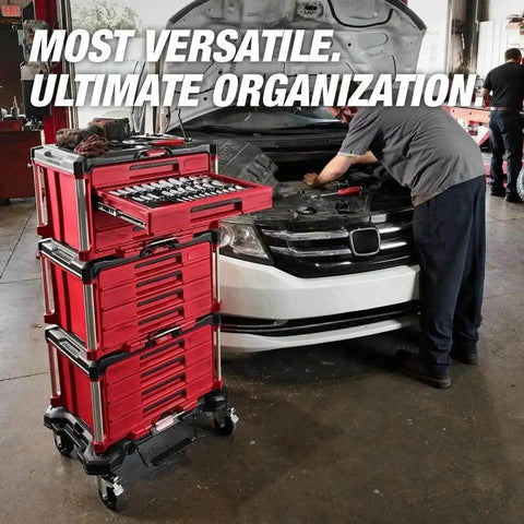 242 Piece Socket Set Boasts 90 Tooth Ratchets For A Sneaky 4 Degree Swing Inside Crunchy Work Zones Impact Duty Chrome Flat Sockets Crush High Torque Demands Pro Storage Case Shields Your Hard Earned Gears Securely For Every Job, with organized tools beside a mechanic working on a white vehicle.